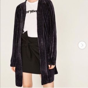 Zara - Fuzzy Long Cardigan (Chenille Cardigan) Dark Navy